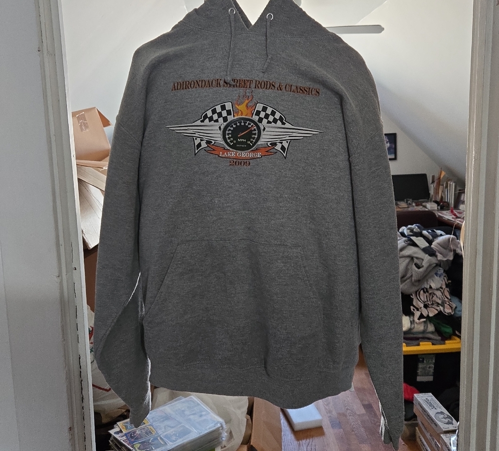 Jerzees Gray Hoodie with Racing Graphic
